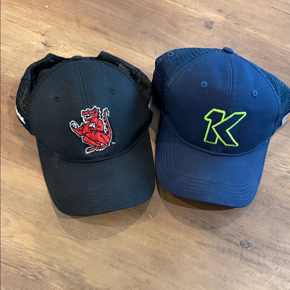 Carhartt Embroidered Logo Trucker Hats - Black & Navy with Red and Lime Accents
